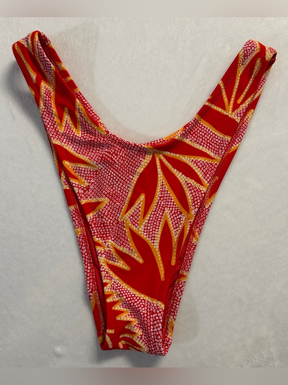 AERIE women's red orange tripical print hi-leg cheeky bikini bottoms, M.